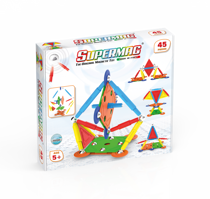 Imaginea Set de constructie magnetic Supermag Projects Multicolor, 45 piese