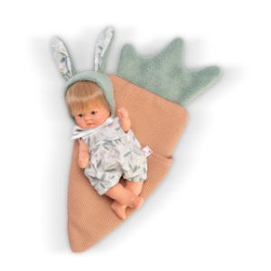 Papusa Bomboncin Cu Caciulita Roz Si Paturica Capsuna 20cm