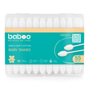 Poza cu Betisoare Bumbac Pentru Bebelusi Cu Protectie Baboo - 55 buc.
