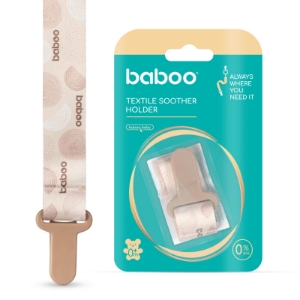 Poza cu Suport Pentru Suzeta Din Material Textil Culoarea Piersica Baboo, 0 luni+