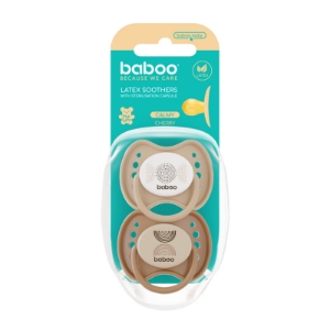 Poza cu Suzeta Rotunda din Latex Calmy Baboo - Maro, 2 bucati, 0 luni+